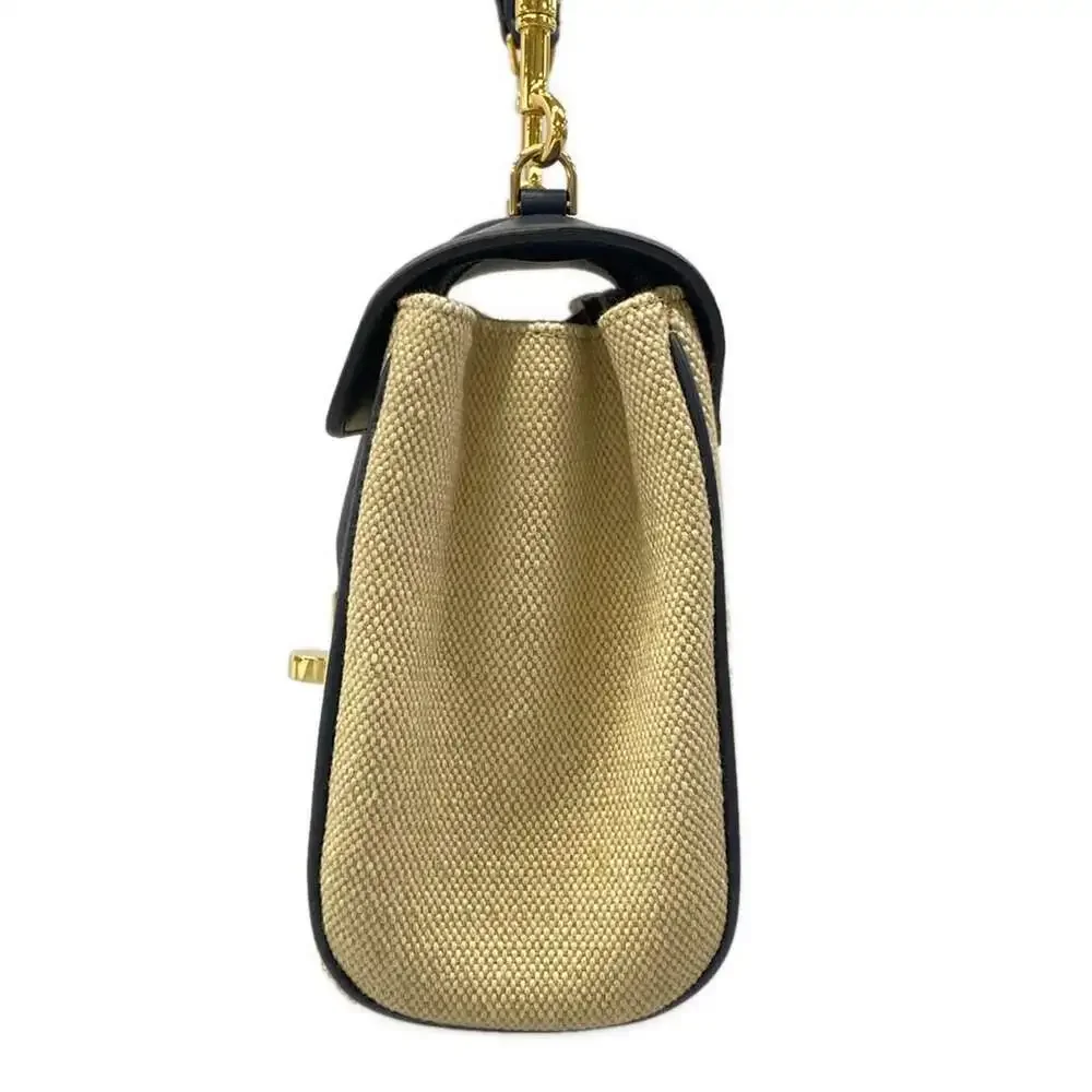Celine Teen Soft 16 (Seau) Shoulder Bag 196852DJ9.01NA Beige Navy Fabric Leather